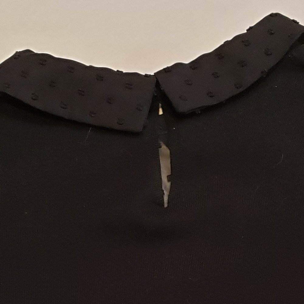 Adrianna Papell short sleeve knit sweater with sheer dot textured chiffon - Picture 6 of 16